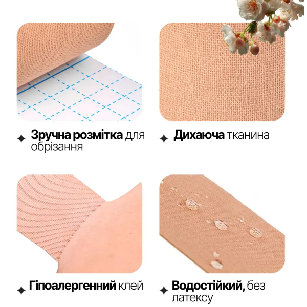 Кінезіо тейп для тіла (2,5 см × 5 м) — Еластичний та водостійкий